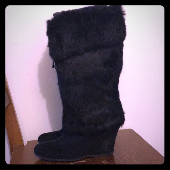 Cole Haan Shoes - Cole Haan Black Suede and Fur boots